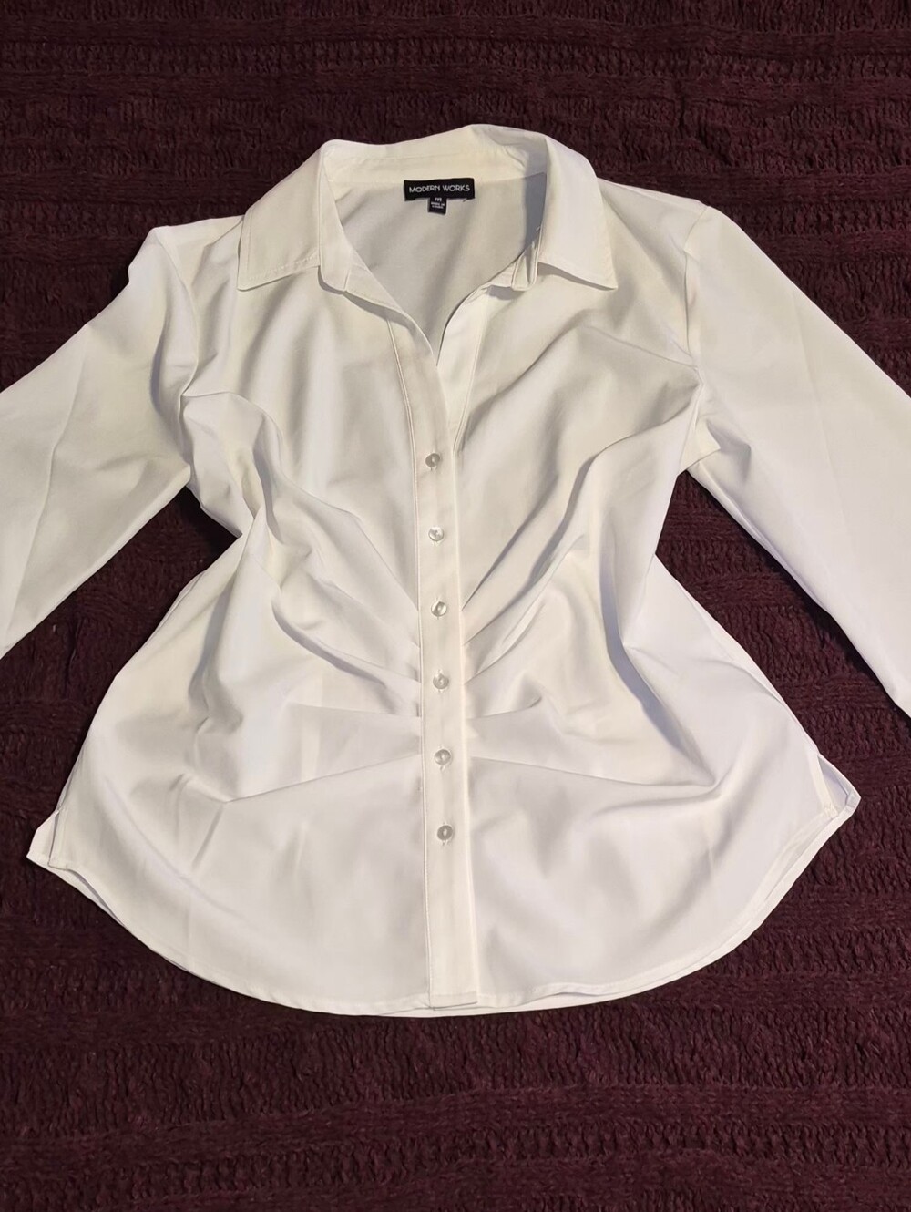 White Tailored Button-Down Shirt by Modern Works